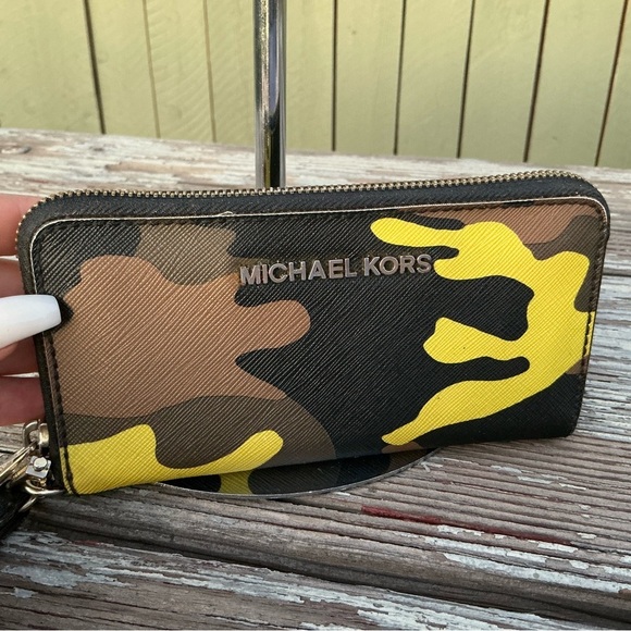 Michael Kors Yellow and Brown Camouflage Bags - Picture 1 of 11